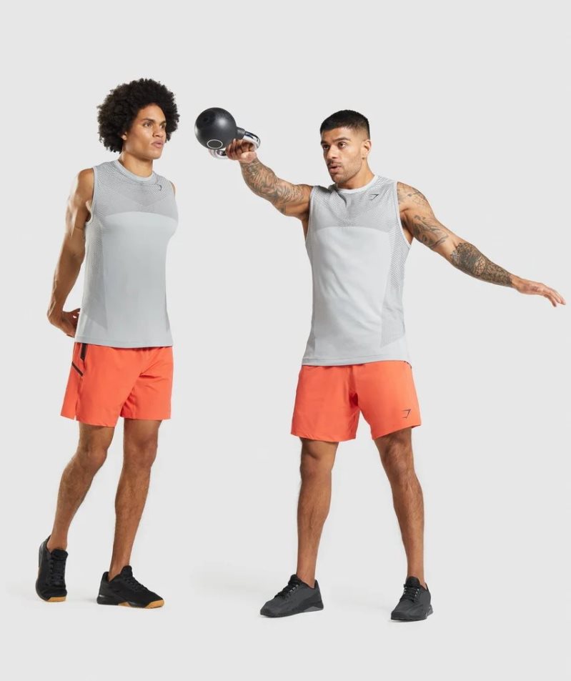 Men's Gymshark Apex Seamless Tanks Light Grey | CA 31A867